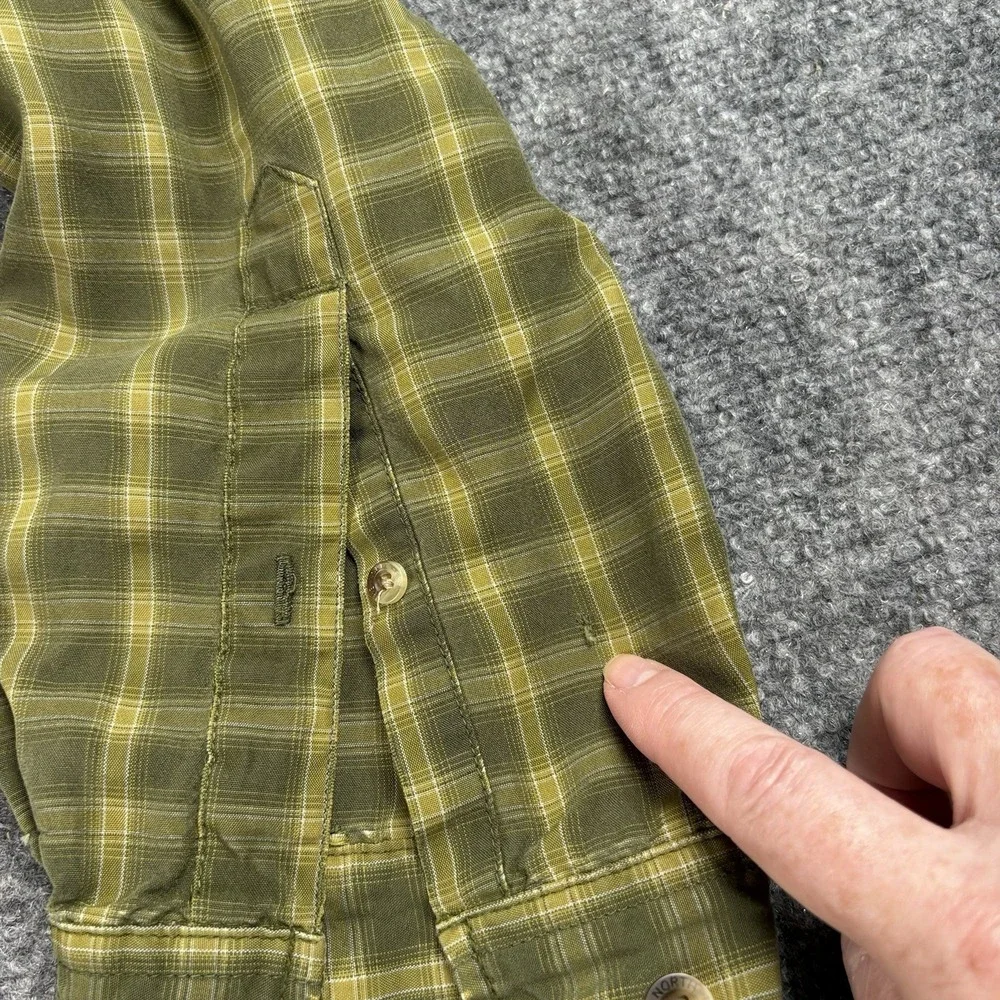 The North Face Shirt Men M Olive Plaid Button‎ Hiking Grunge Workwear Distressed